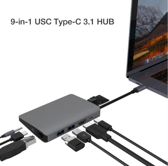 Type C 3.1 Multi-Port 8 in 1 Adapter with Cale